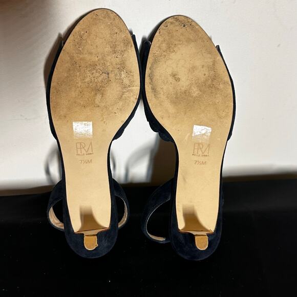 Pelle Moda Slingback Open Toe Black Sued Kitten Heel Pumps Size 7.5 - Picture 8 of 8